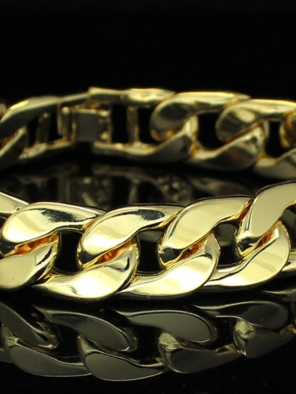 14K Plated Cuban Link Bracelet – 8” 14mm